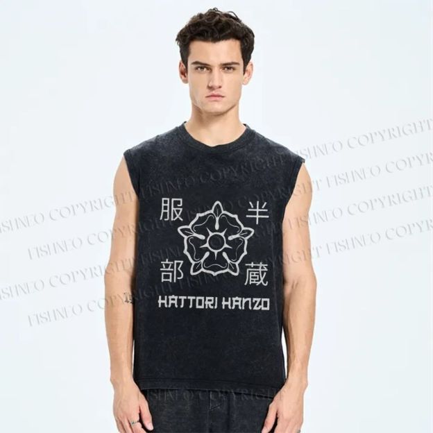 Unisex Hattori Hanzo Printed Washed Tank Top