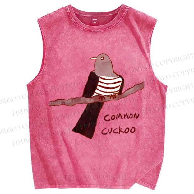 Unisex Common Cuckoo Printed Washed Tank Top