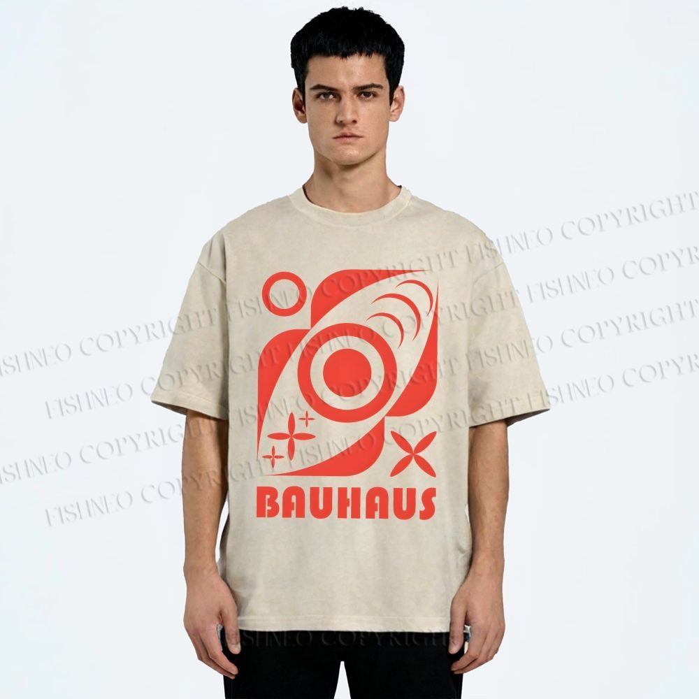 Unisex Bauhaus Geometry Printed Washed Tee
