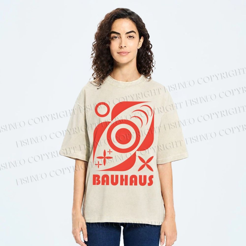 Unisex Bauhaus Geometry Printed Washed Tee