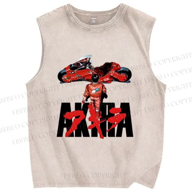 Unisex Akira Printed Washed Tank Top