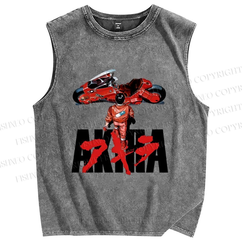 Unisex Akira Printed Washed Tank Top