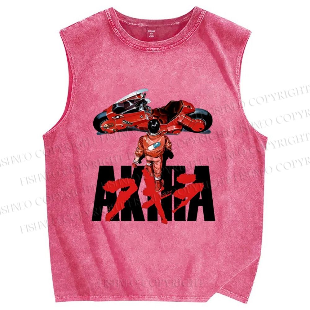 Unisex Akira Printed Washed Tank Top