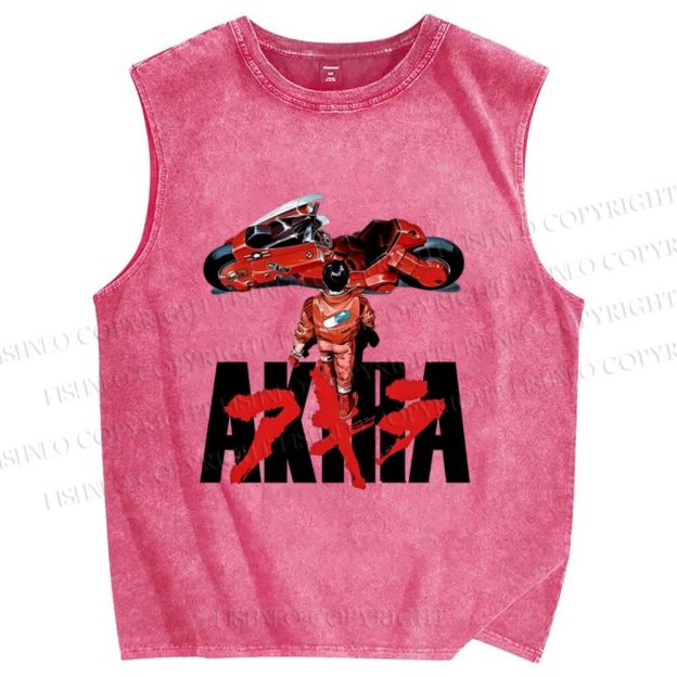 Unisex Akira Printed Washed Tank Top
