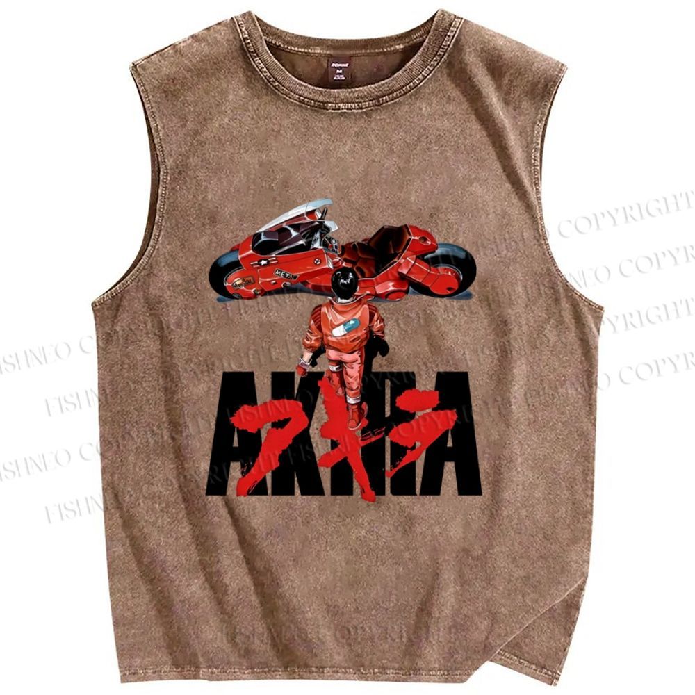 Unisex Akira Printed Washed Tank Top
