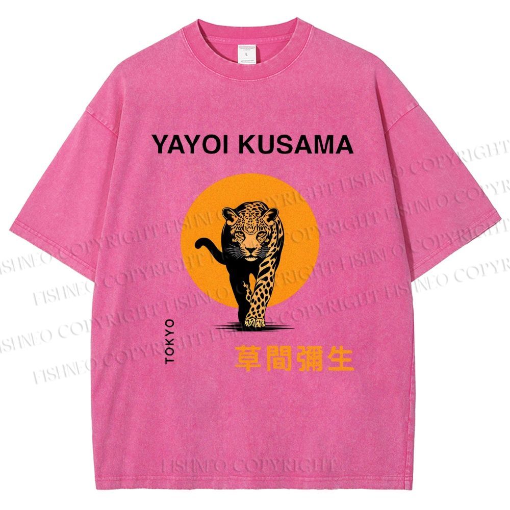 Unisex Yayoi Kusama Leopard Printed Washed Tee