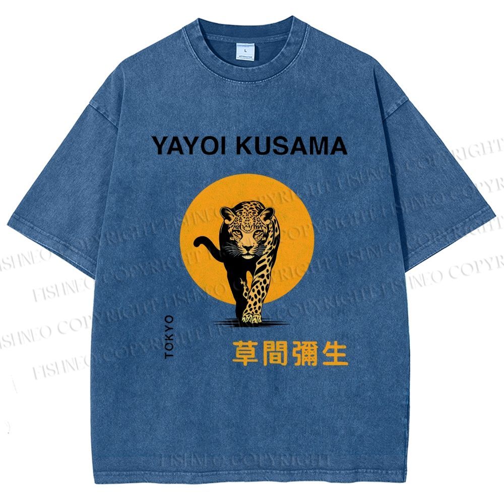 Unisex Yayoi Kusama Leopard Printed Washed Tee
