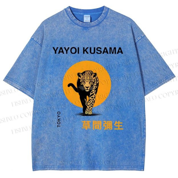 Unisex Yayoi Kusama Leopard Printed Washed Tee