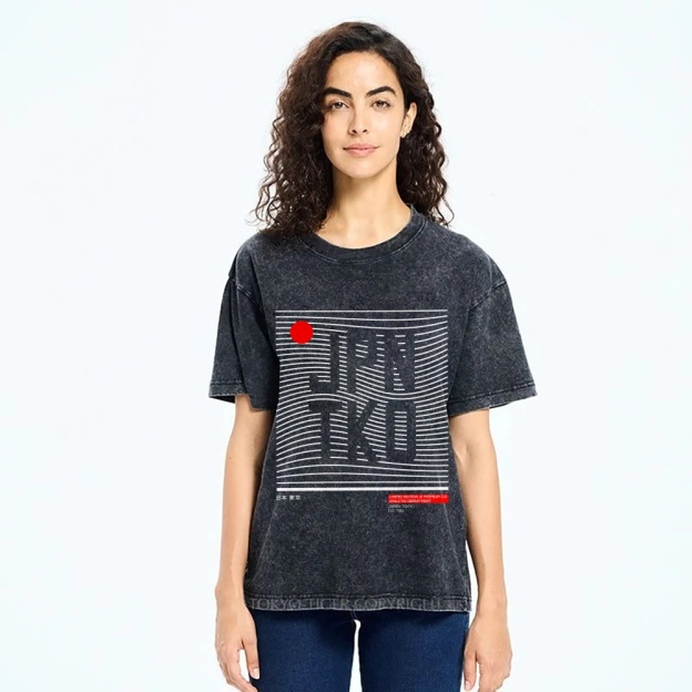 JPN TKO Wavy Lines  Premium Japan Tokyo Art Vintage Washed T-shirt