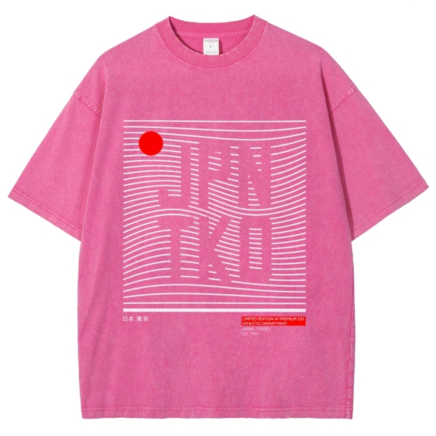 JPN TKO Wavy Lines  Premium Japan Tokyo Art Vintage Washed T-shirt