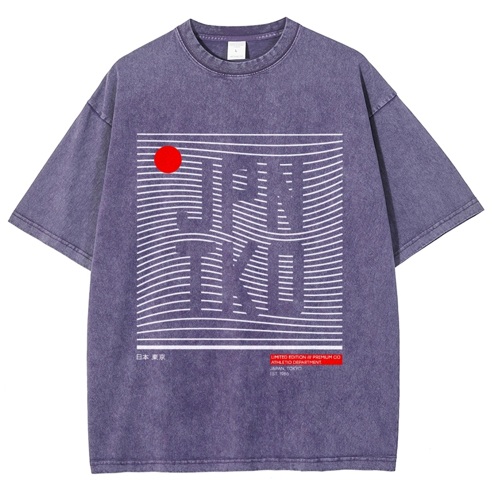 JPN TKO Wavy Lines  Premium Japan Tokyo Art Vintage Washed T-shirt