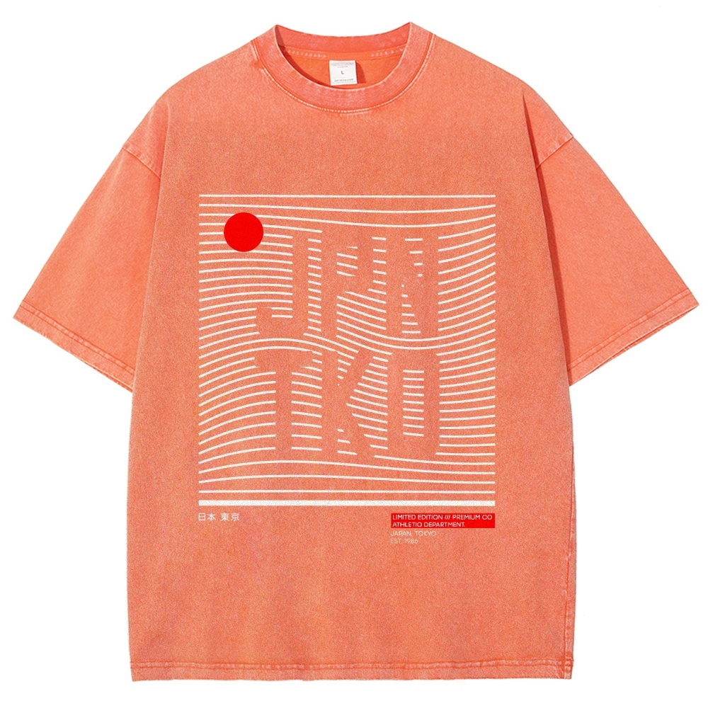 JPN TKO Wavy Lines  Premium Japan Tokyo Art Vintage Washed T-shirt