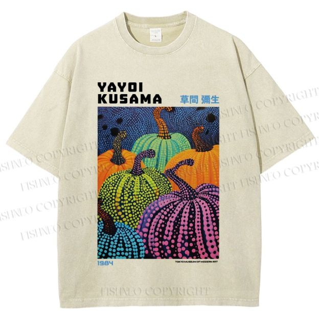 Unisex Yayoi Kusama Pumpkin Printed Washed Tee