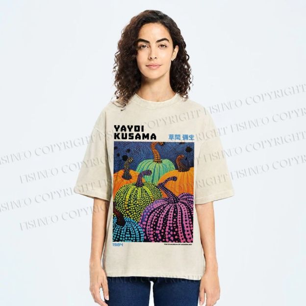 Unisex Yayoi Kusama Pumpkin Printed Washed Tee