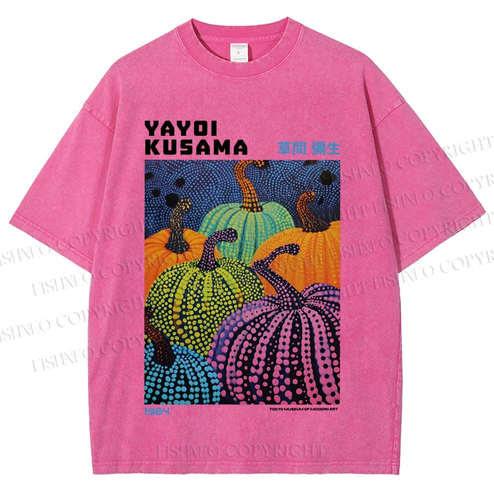 Unisex Yayoi Kusama Pumpkin Printed Washed Tee
