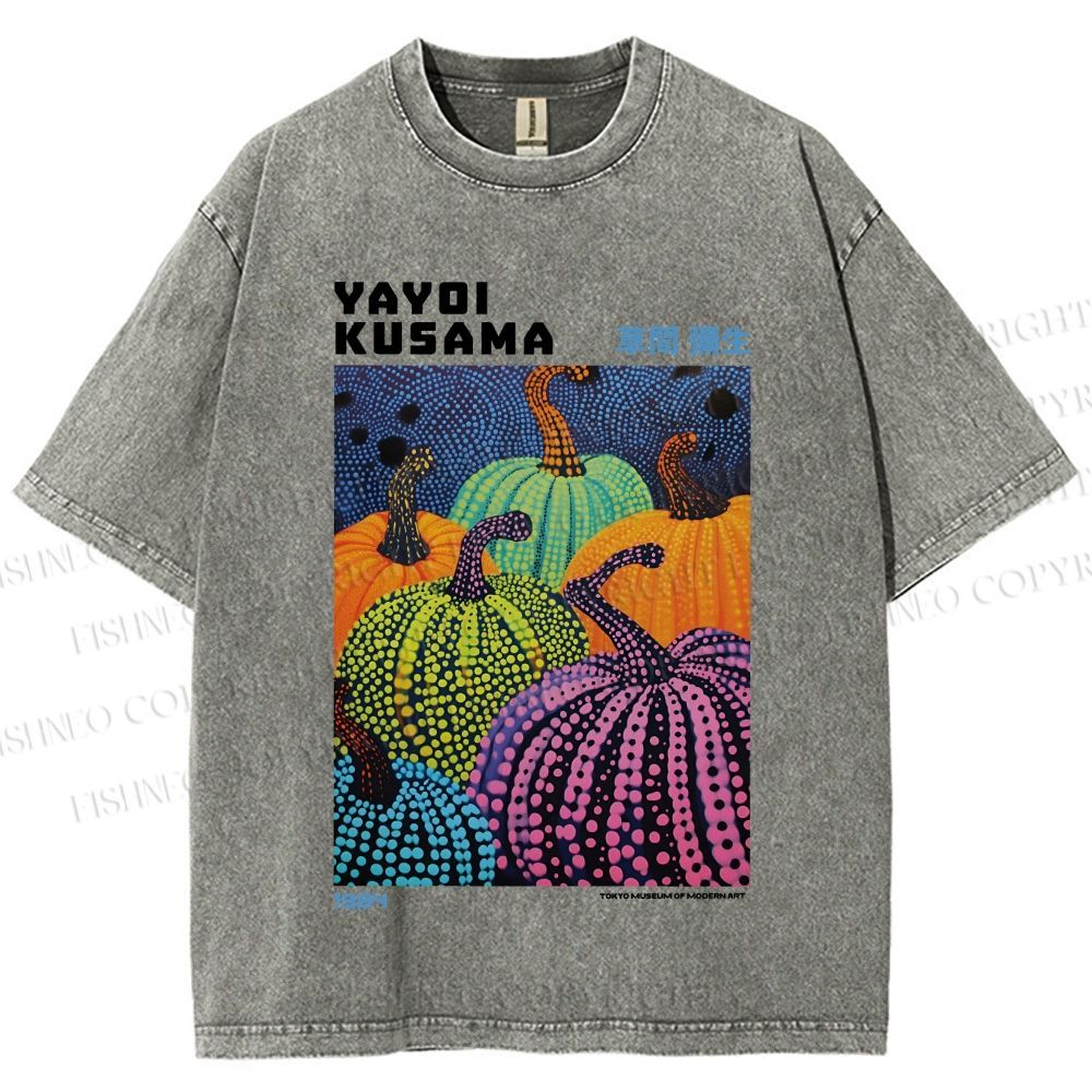 Unisex Yayoi Kusama Pumpkin Printed Washed Tee