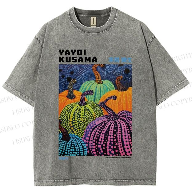 Unisex Yayoi Kusama Pumpkin Printed Washed Tee