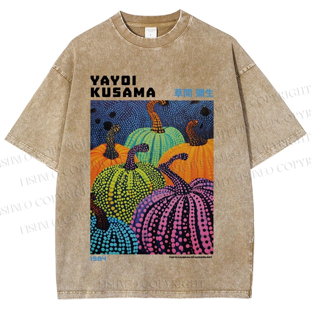 Unisex Yayoi Kusama Pumpkin Printed Washed Tee