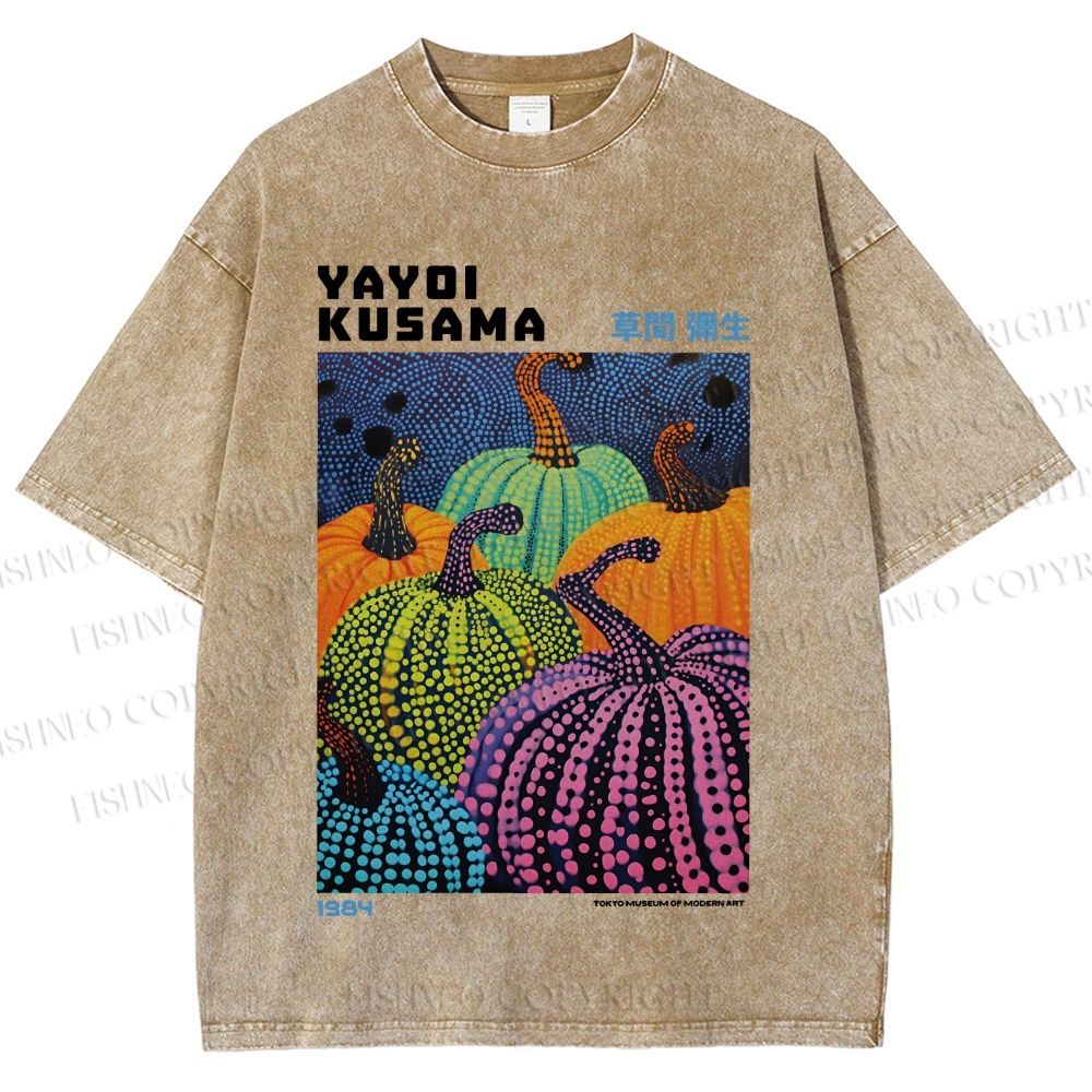 Unisex Yayoi Kusama Pumpkin Printed Washed Tee