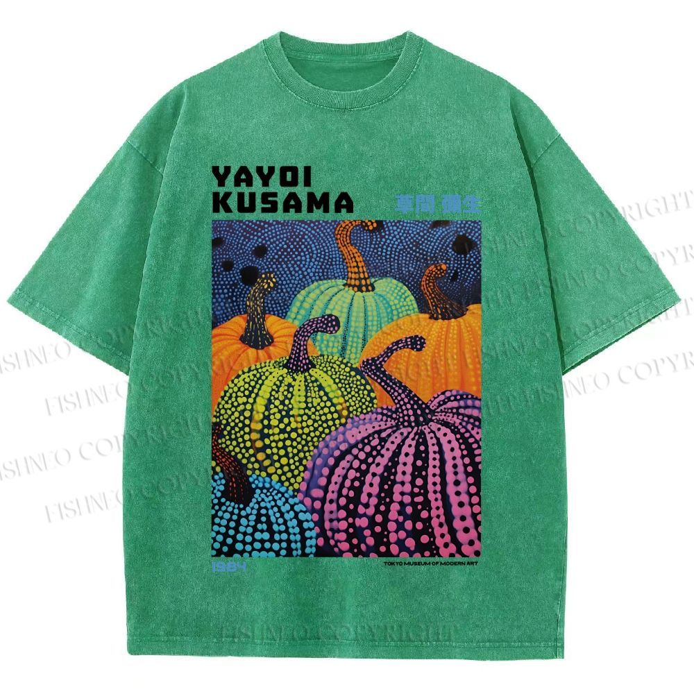 Unisex Yayoi Kusama Pumpkin Printed Washed Tee