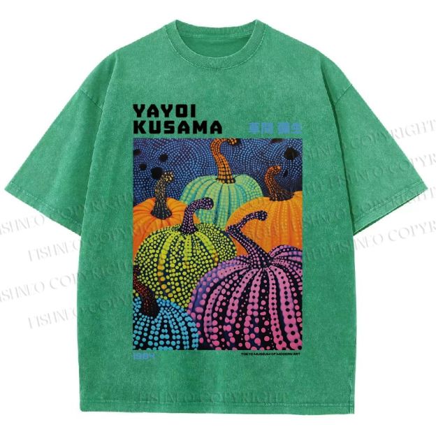 Unisex Yayoi Kusama Pumpkin Printed Washed Tee