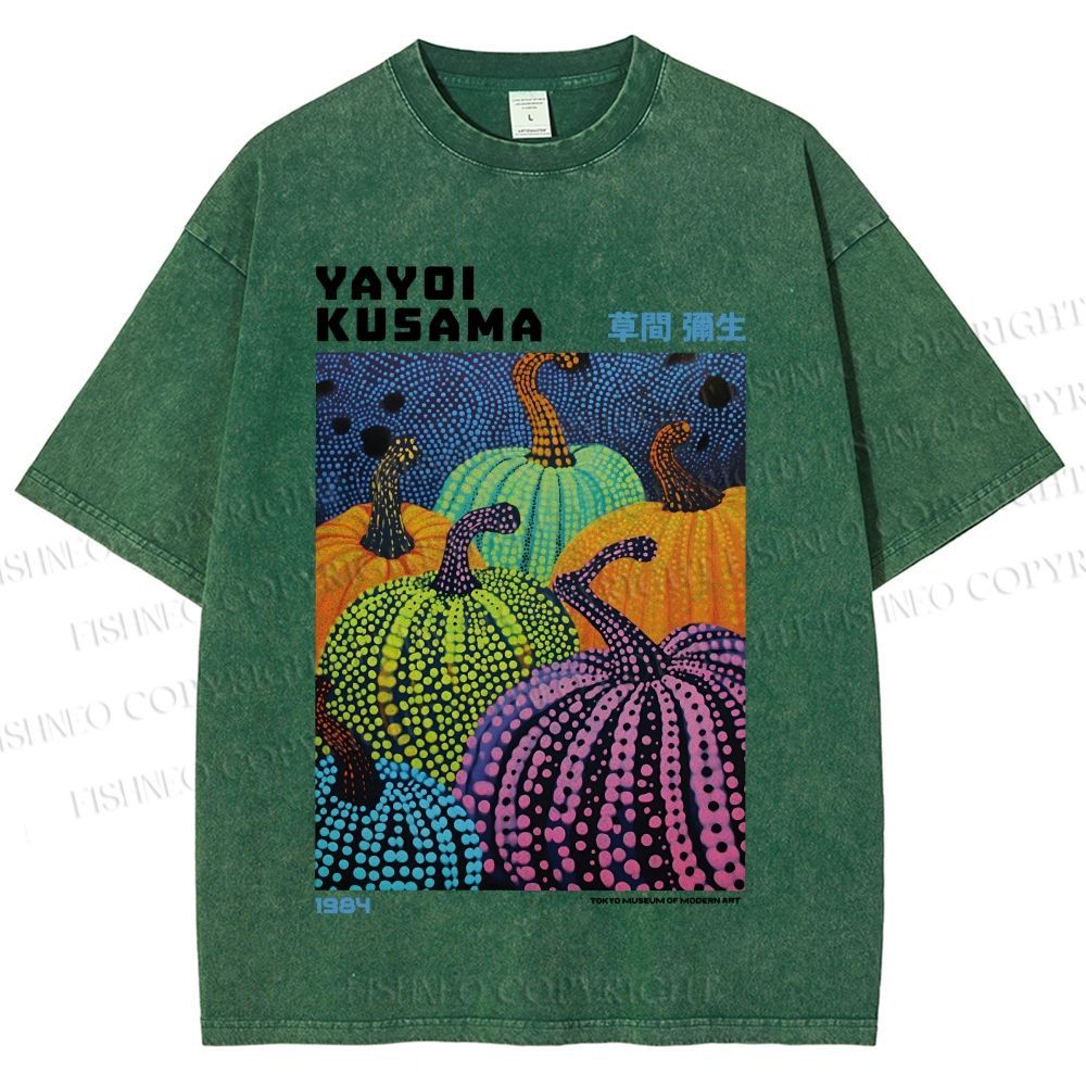 Unisex Yayoi Kusama Pumpkin Printed Washed Tee