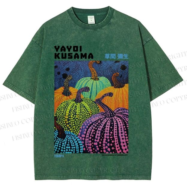 Unisex Yayoi Kusama Pumpkin Printed Washed Tee