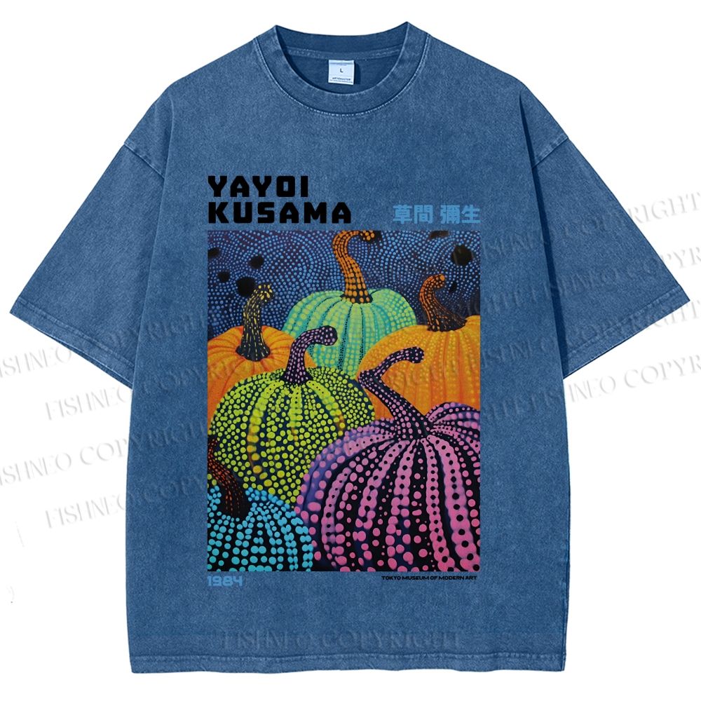 Unisex Yayoi Kusama Pumpkin Printed Washed Tee