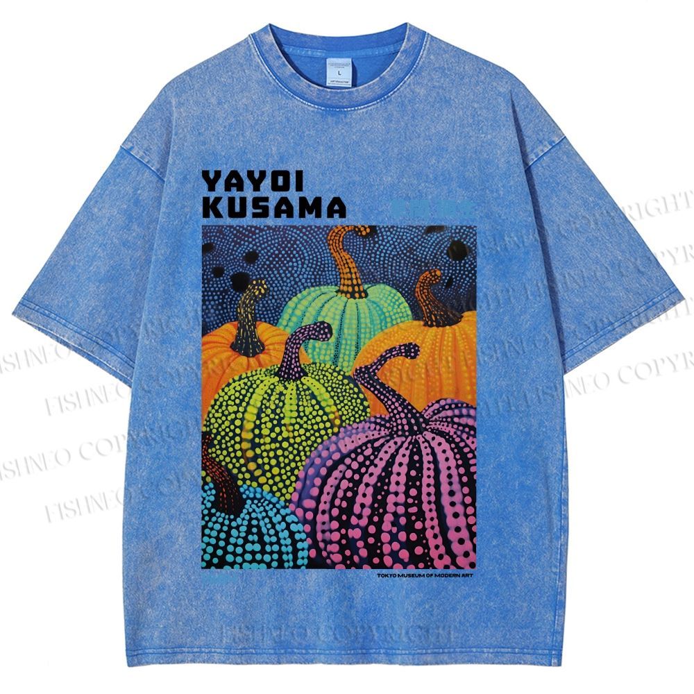Unisex Yayoi Kusama Pumpkin Printed Washed Tee