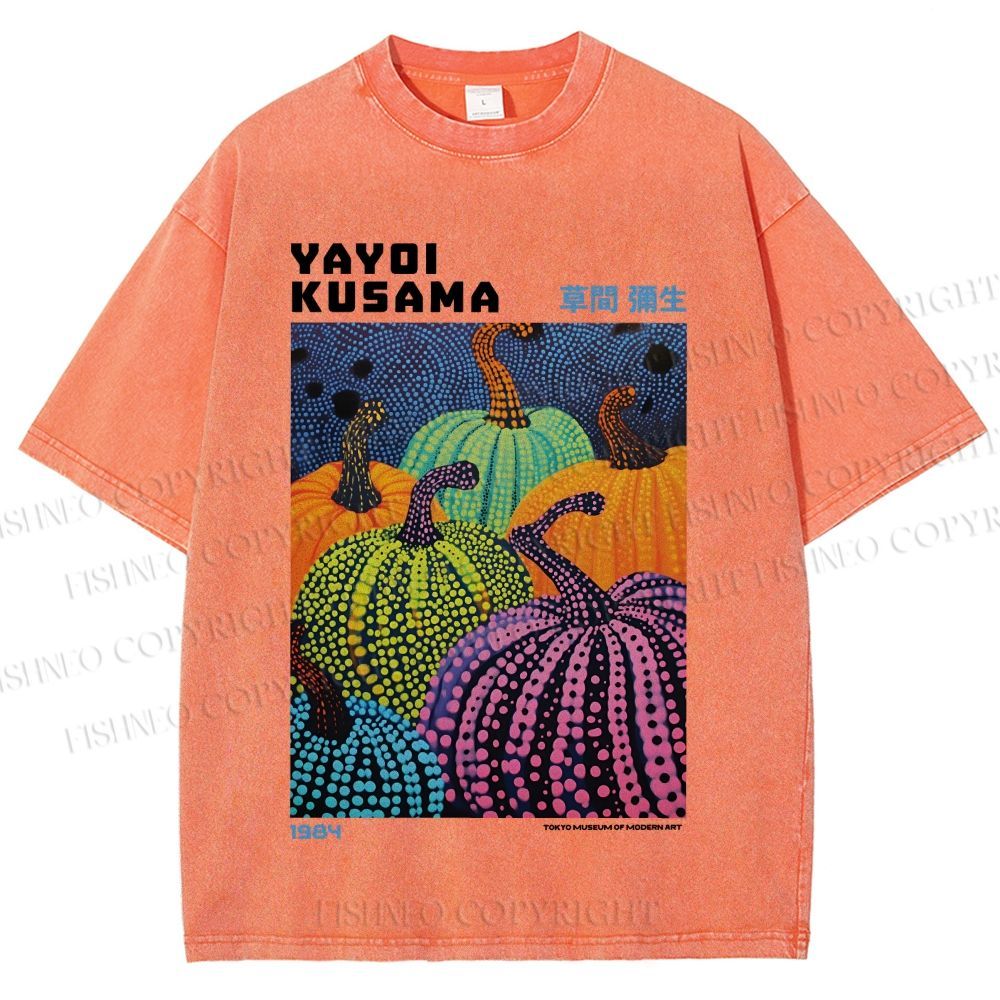 Unisex Yayoi Kusama Pumpkin Printed Washed Tee
