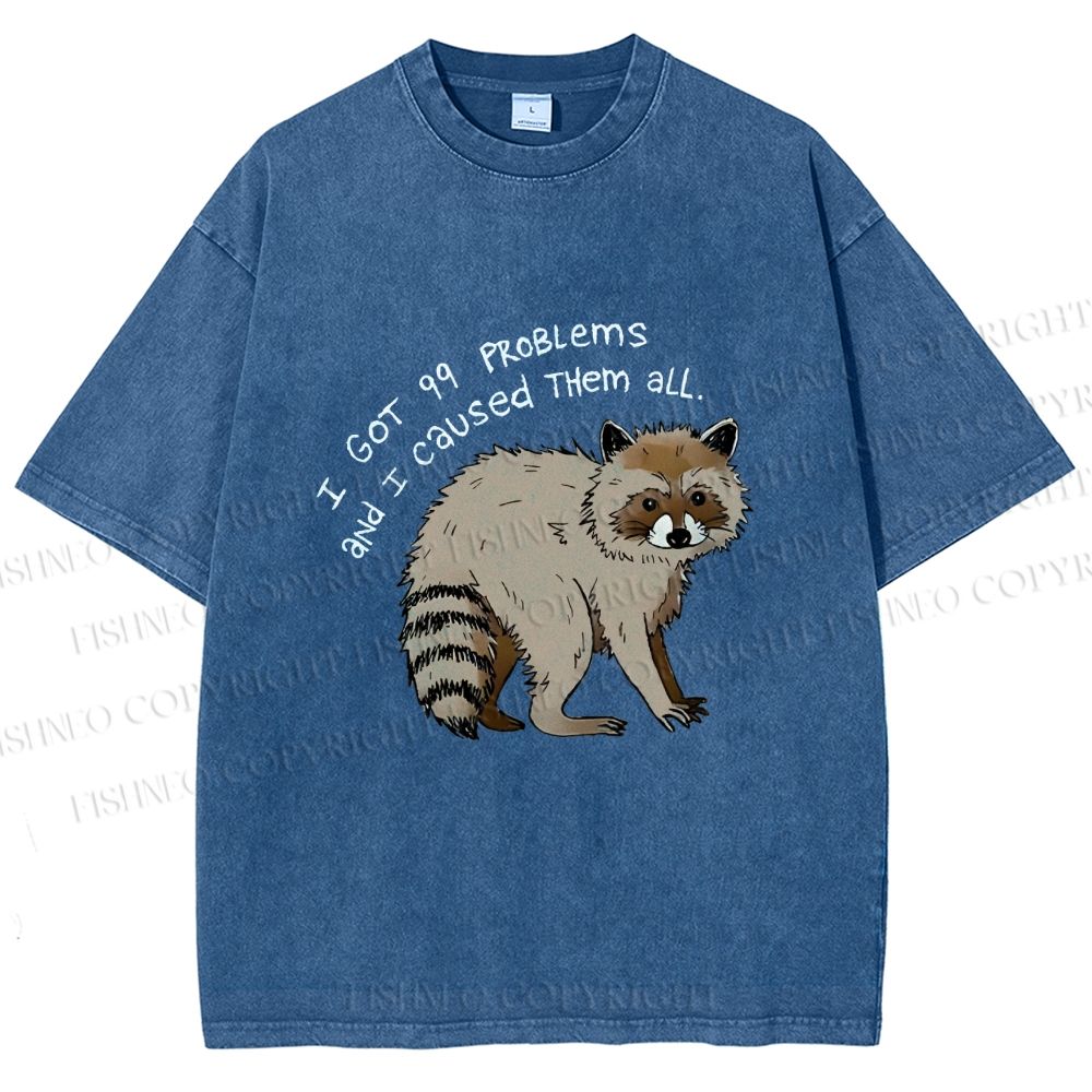 Unisex Raccoon Funny Meme Printed Washed Tee