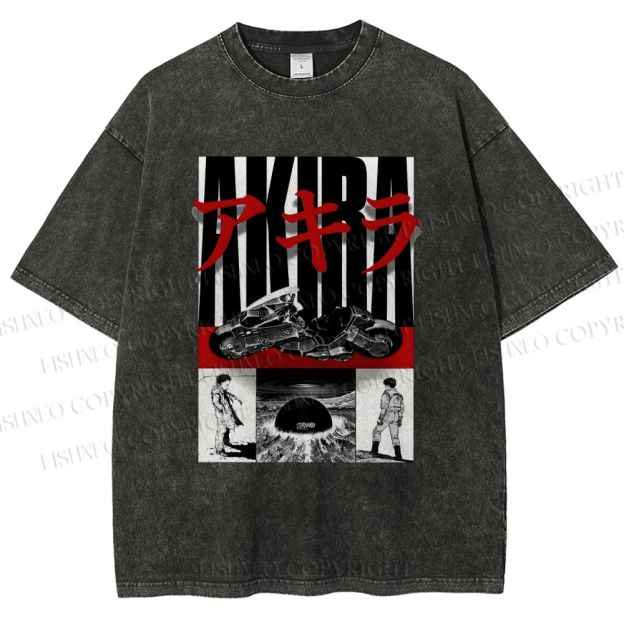 Unisex Akira Printed Washed Tee