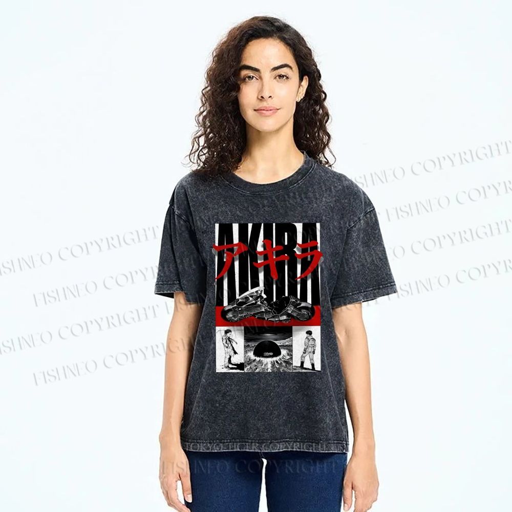 Unisex Akira Printed Washed Tee