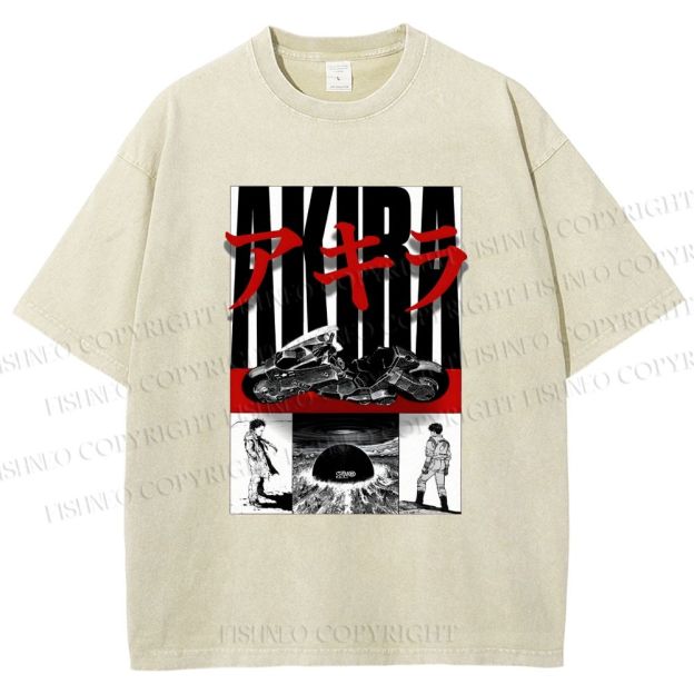 Unisex Akira Printed Washed Tee