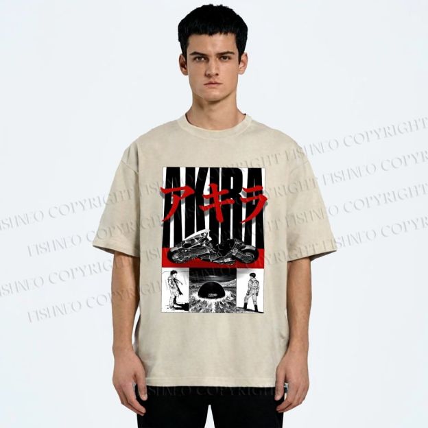 Unisex Akira Printed Washed Tee