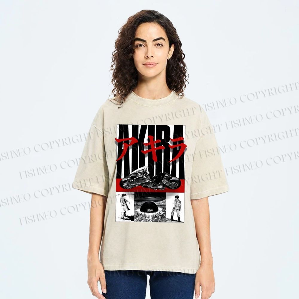 Unisex Akira Printed Washed Tee
