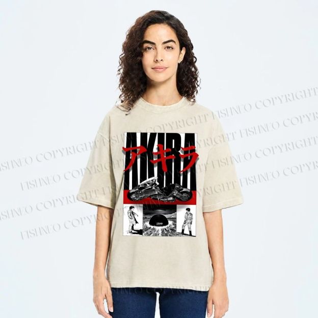 Unisex Akira Printed Washed Tee