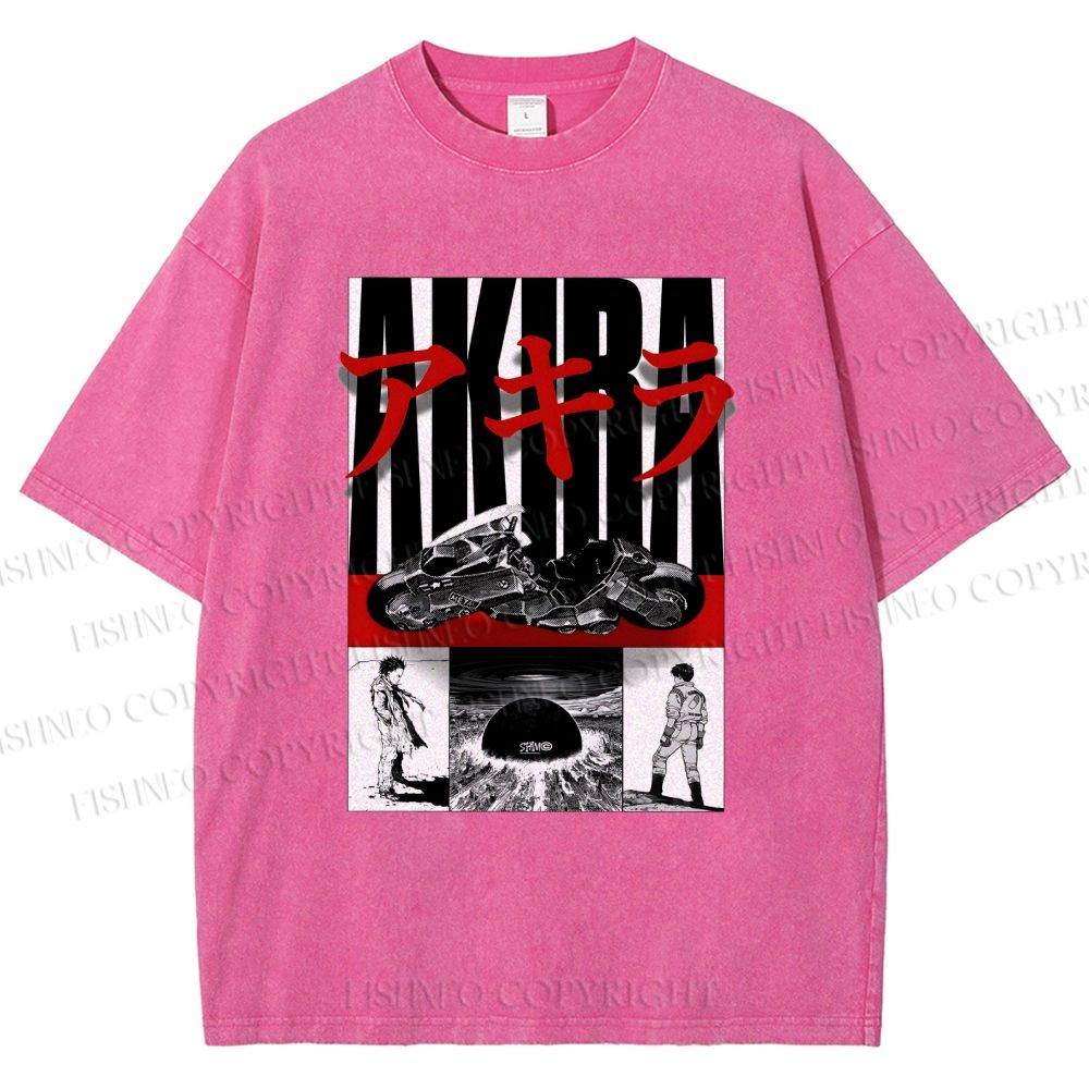 Unisex Akira Printed Washed Tee