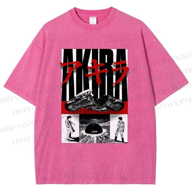 Unisex Akira Printed Washed Tee