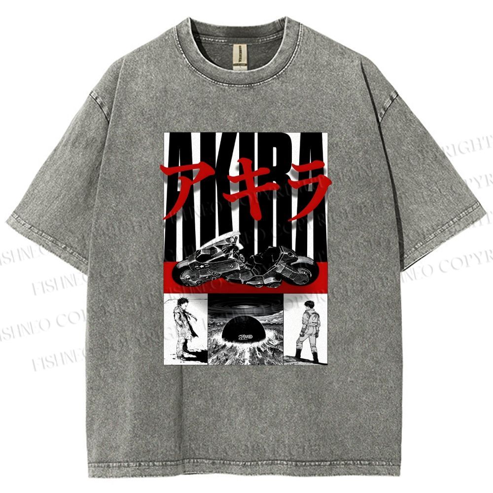 Unisex Akira Printed Washed Tee