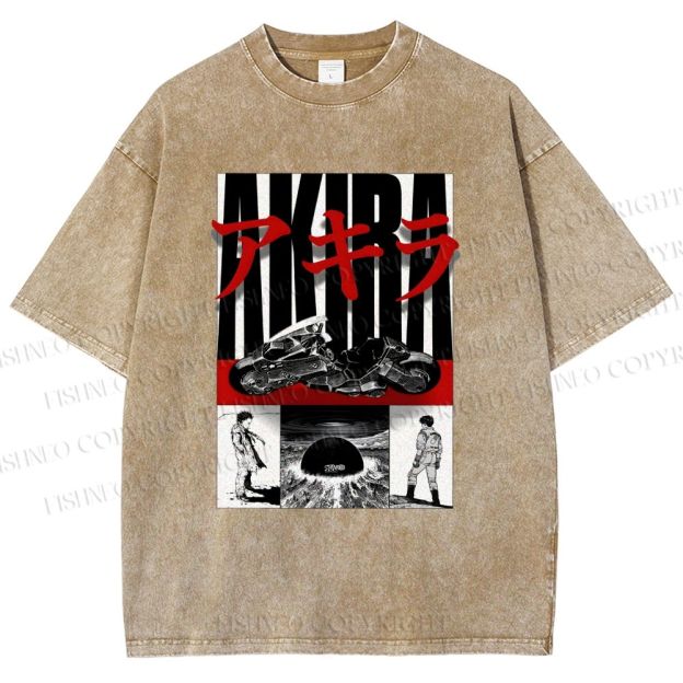 Unisex Akira Printed Washed Tee