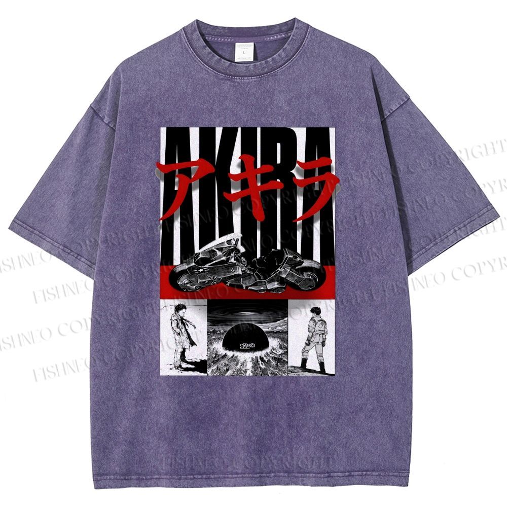 Unisex Akira Printed Washed Tee