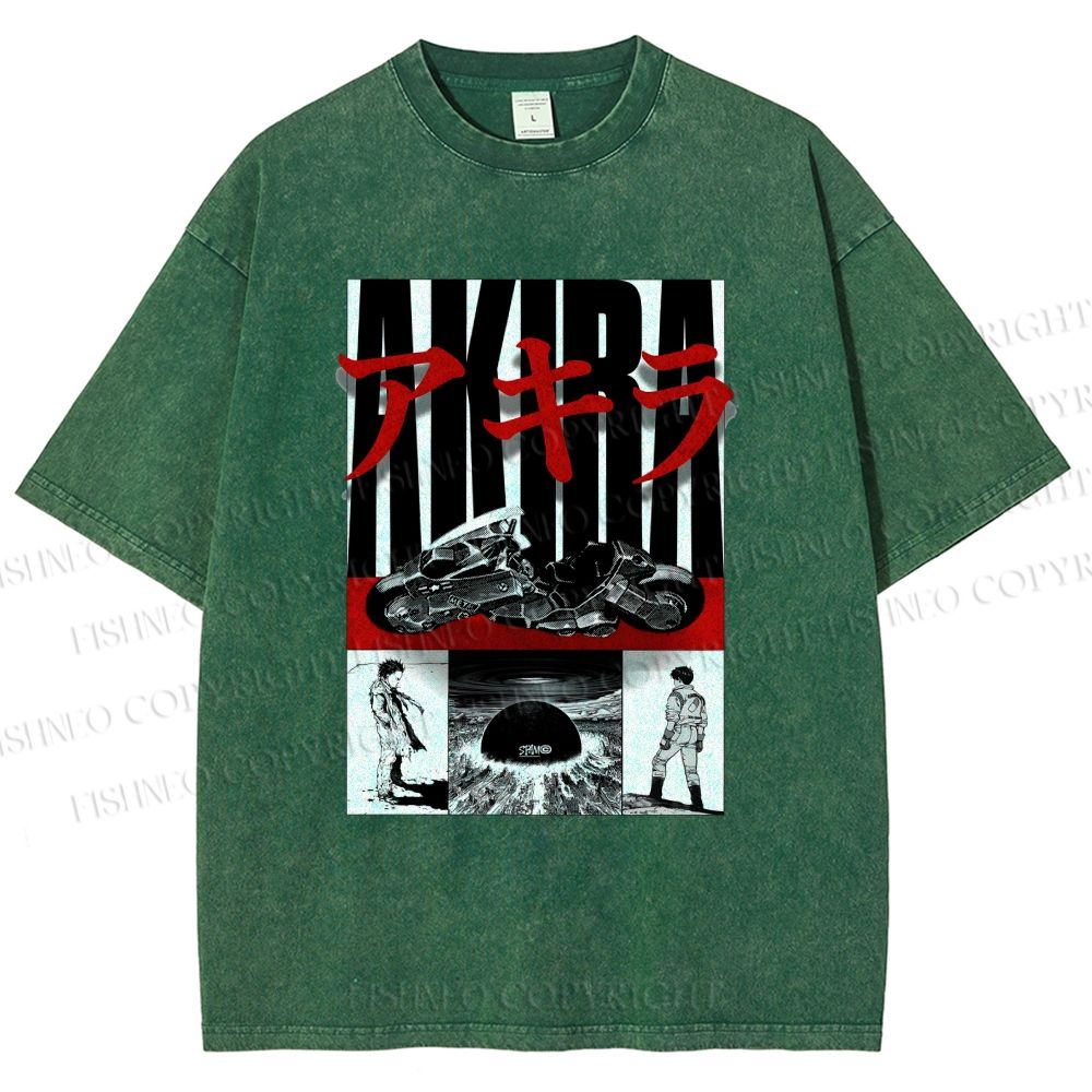 Unisex Akira Printed Washed Tee
