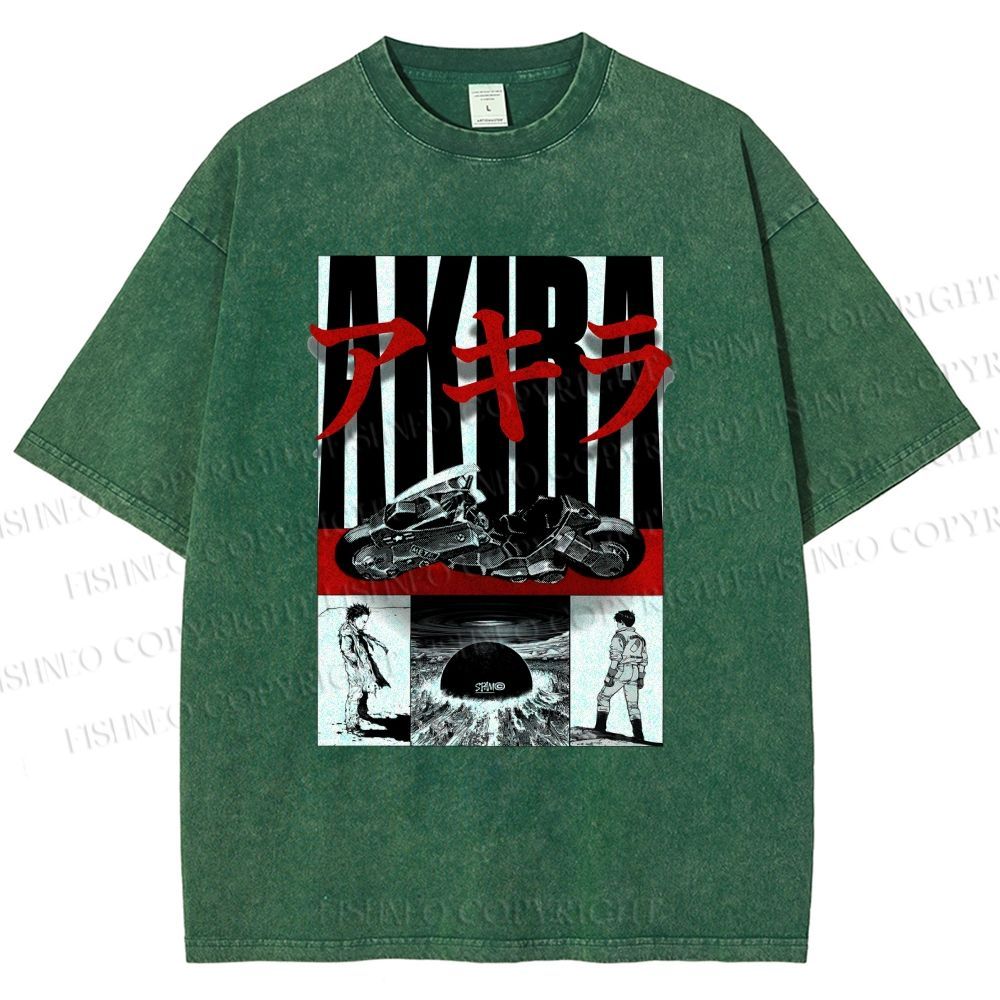 Unisex Akira Printed Washed Tee