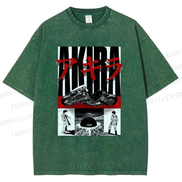 Unisex Akira Printed Washed Tee