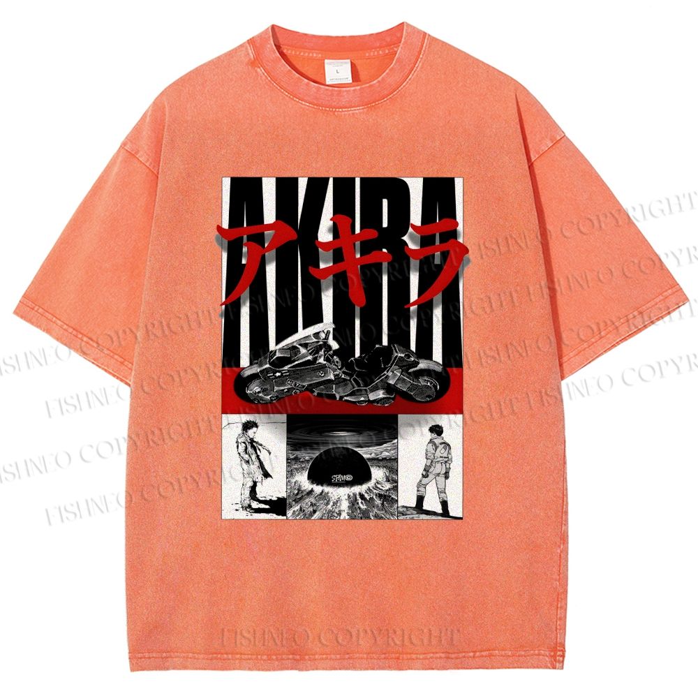 Unisex Akira Printed Washed Tee