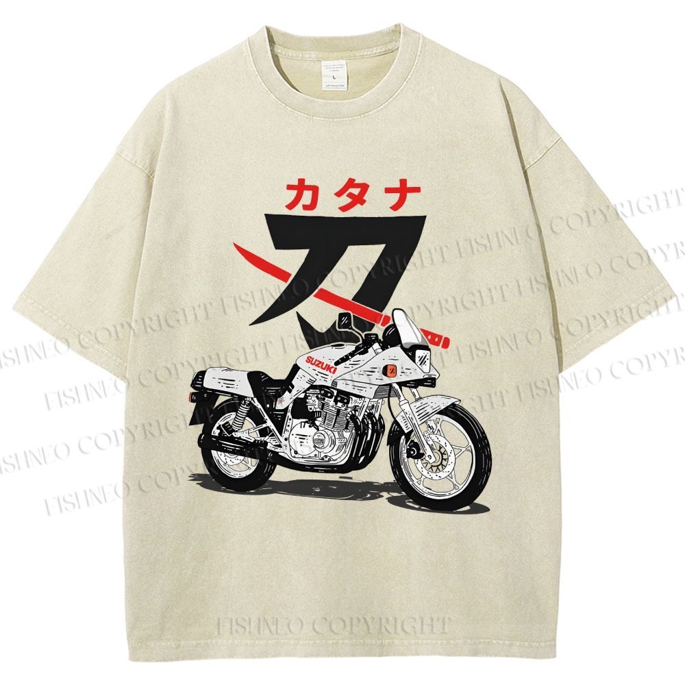 Unisex Suzuki Katana Printed Washed Tee