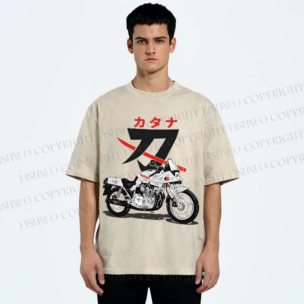 Unisex Suzuki Katana Printed Washed Tee
