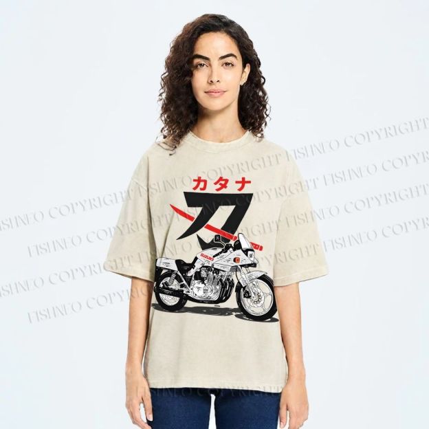 Unisex Suzuki Katana Printed Washed Tee