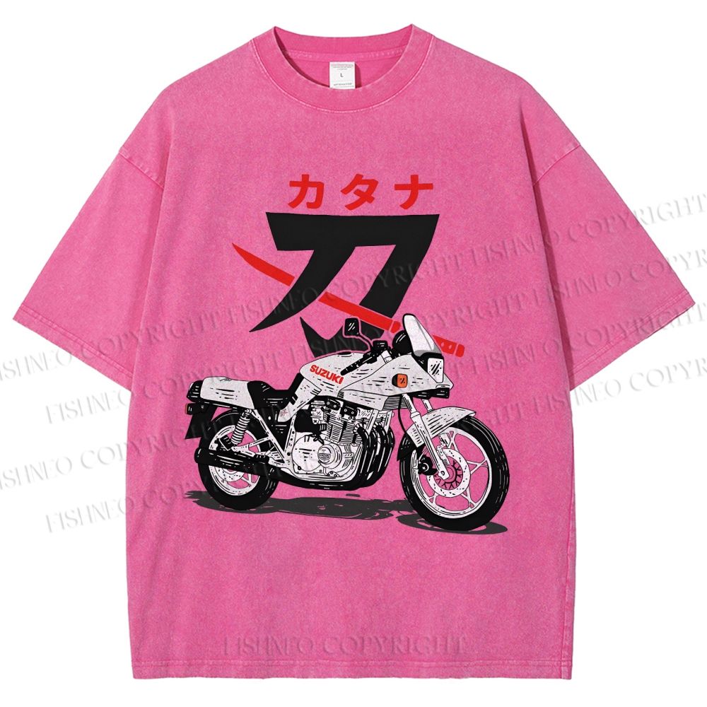 Unisex Suzuki Katana Printed Washed Tee